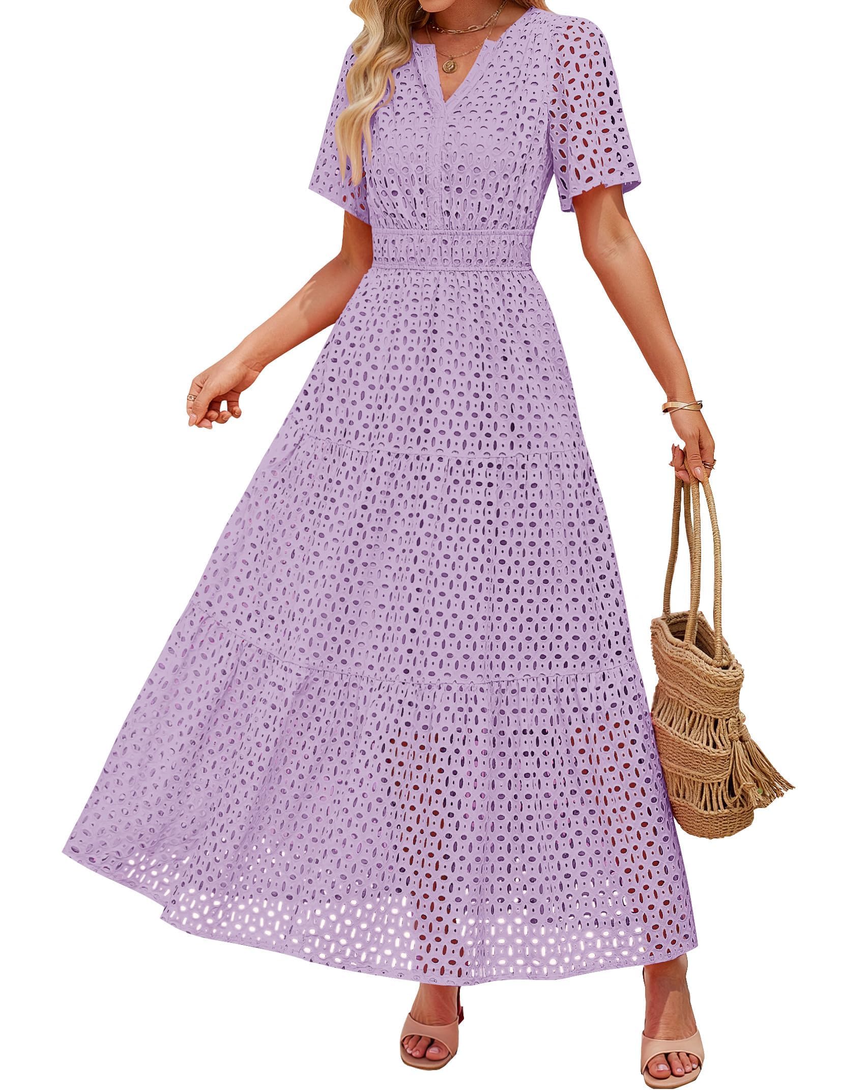 ZESICA Women's 2025 Summer Short Sleeve Maxi Dress