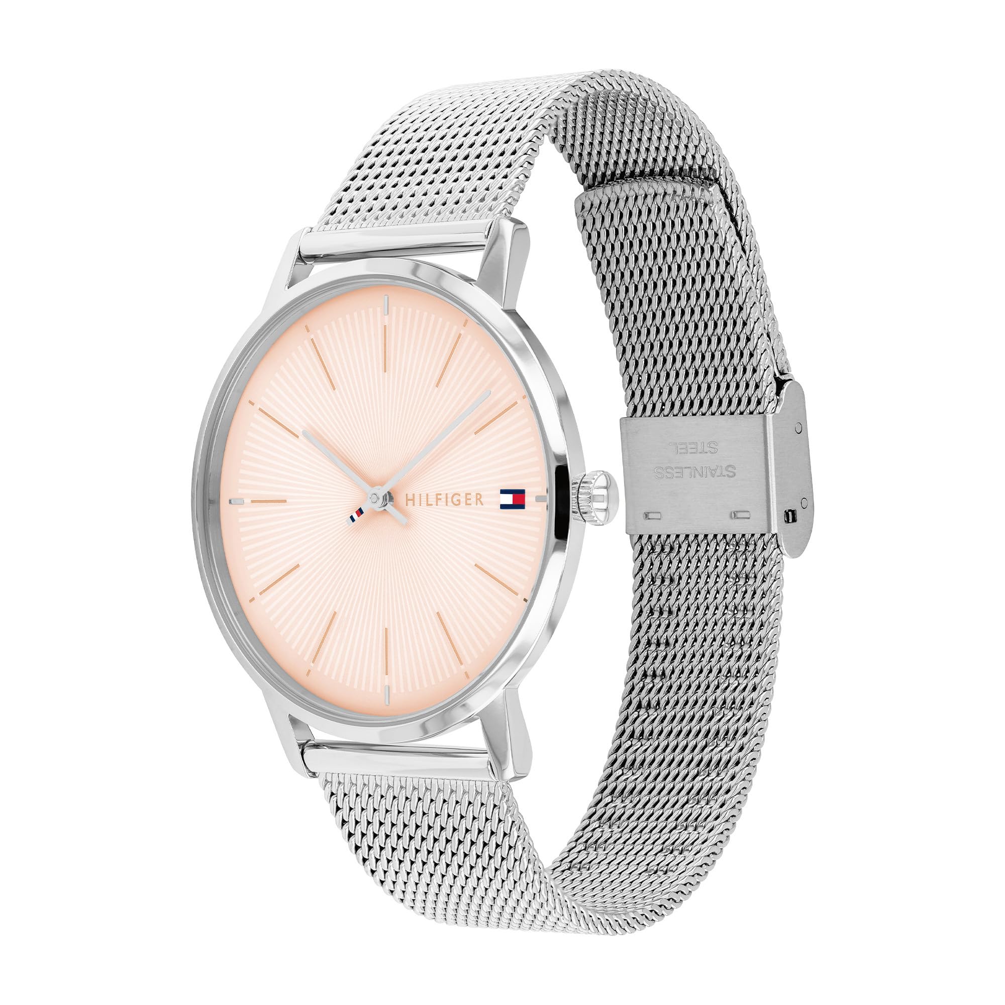 Damen 40mm Quarzuhr - Blush Sunray Zifferblatt, Edelstahl-Mesh-Armband - 1782244