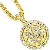 NYUK Costume Golden Chain for Men Spinner Dollar Sign Necklaces 36 Inches
