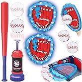 Gifts2U Baseball Toss and Catch Game Set - Indoor Outdoor Sports Toy with 2 Catch Paddles, 3 Sticky Balls, Baseball Bat, Pitching Machine and Storage Bag, Perfect for Backyard Fun Family Games