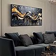 AOZEMI Gold Canvas Wall Art Black Artwork Large Abstract Wall Decorations Modern Pictures for Bedroom Living Room 24"x 48"