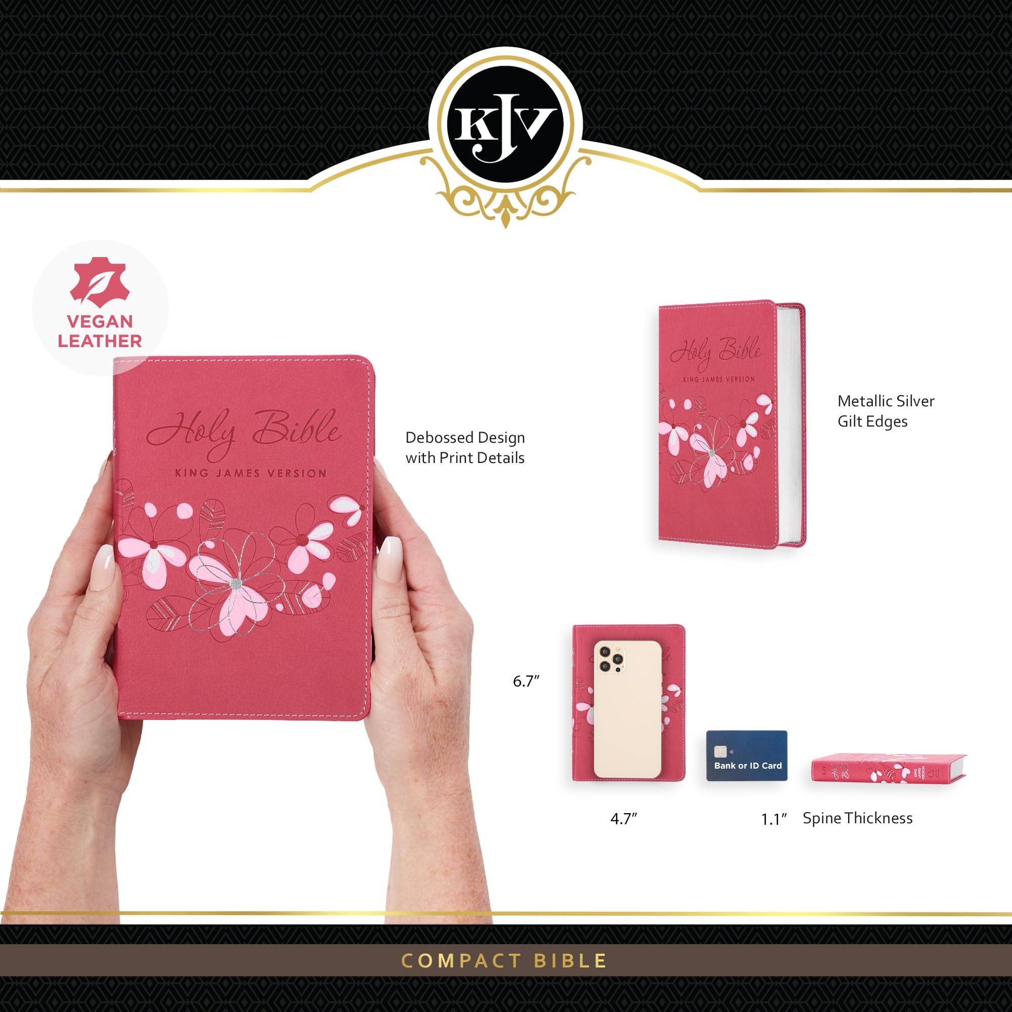 KJV Holy Bible, Compact Faux Leather Red Letter Edition - Ribbon Marker, King James Version, Pink (KJV Compact Editions) KJV Holy Bible, Compact Faux Leather Red Letter Edition - Ribbon Marker, King James Version, Pink (KJV Compact Editions) Imitation Leather