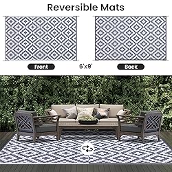 Smiry Waterproof Outdoor Rug 6x9 ft, Reversible