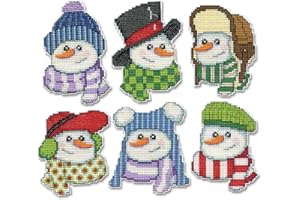 Design Works Crafts Snowmen in Hats Counted Cross Stitch Ornament Kit, Various (Holiday/Christmas)