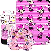 Disney Minnie Mouse Travel Blanket and Pillow Set - Bundle with 45"x 50" Throw Blanket, Neck Pillow, Stickers, More | Minnie Mouse Travel Accessories for Kids, Girls