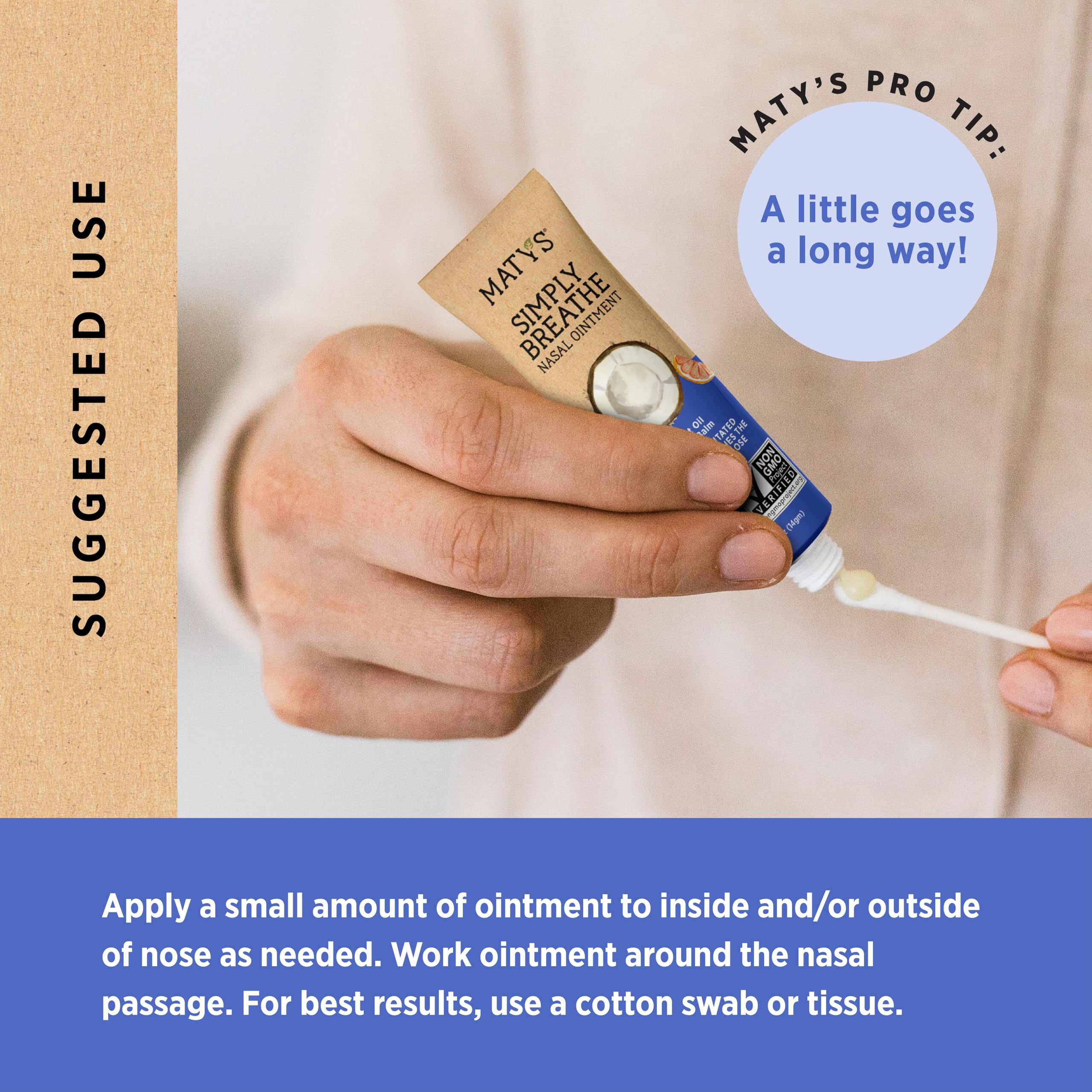 Matys Simply Breathe Nasal Ointment – Dry Nose Relief – Soothes Sore Noses from Air Travel, Dry Climates, CPAP Use & More –Natural Saline Alternative for Adults & Kids – 0.5 oz