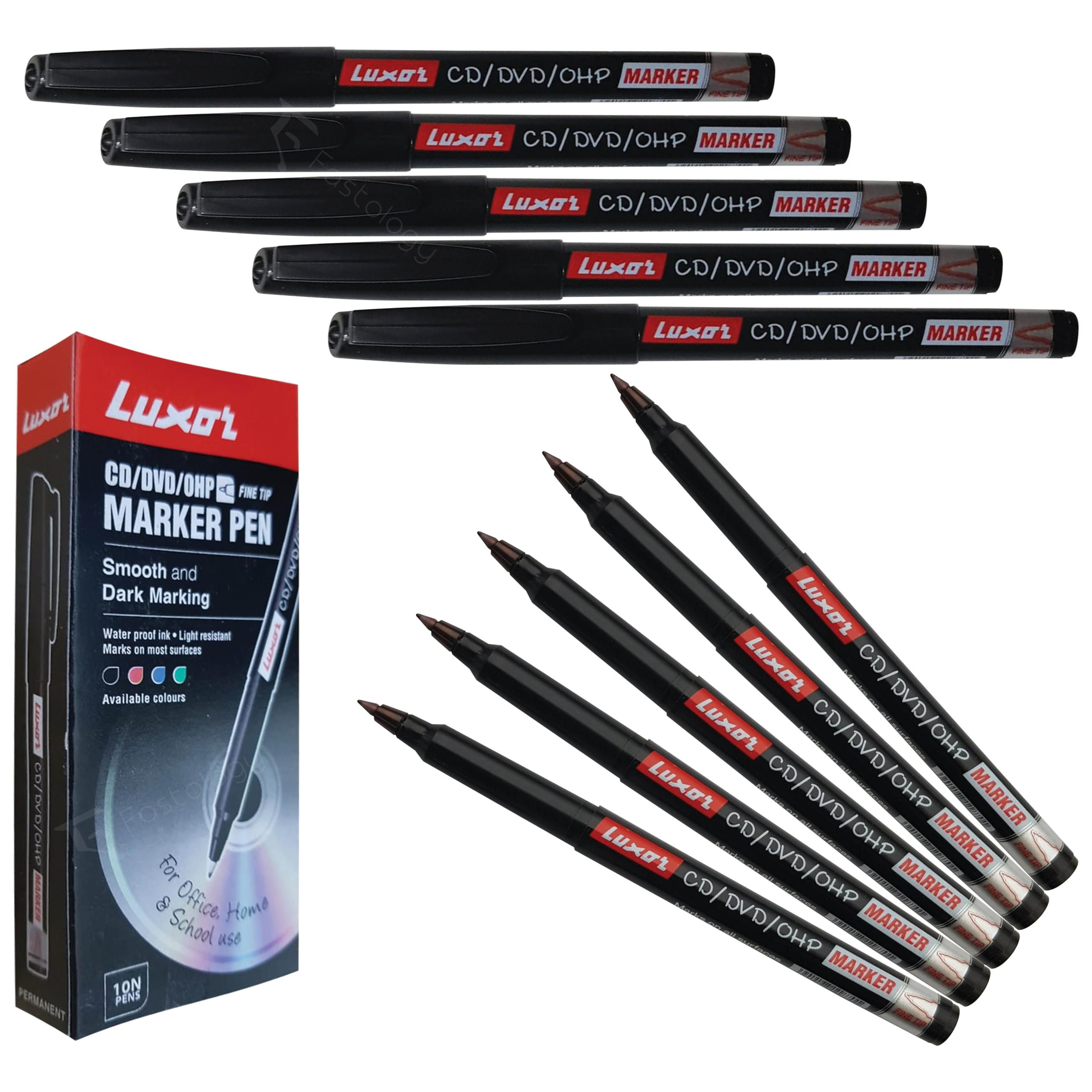 Permanent Marker Pens, BLACK, Fine Tip, VAI-UDB CD DVD OHP Marker Pens, Pack of 10, Quick Dry, Smooth Surface Marking, iVAIDEX Black Ball Pen