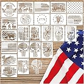 23pcs American Flag Stencil Reusable Patriotic 50 Stars Stencils Reusable | We The People 1776 Template Military Flag Stencils for Spray Painting on Wood Wall DIY Crafts Project Shirt Decoration