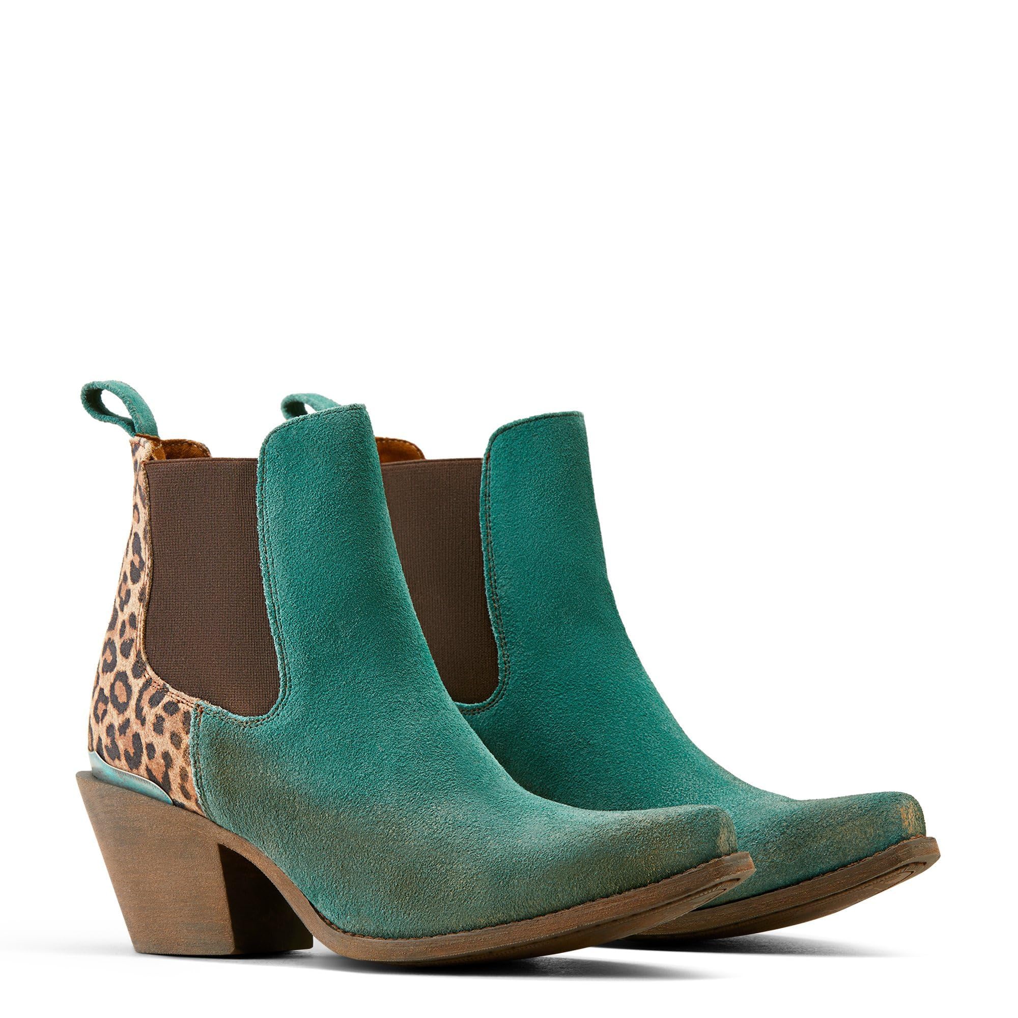 ARIAT Women’s Bradley Western Boot, Tan Leopard/Peacock Teal, 9