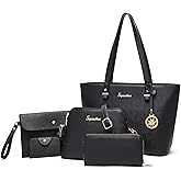 Soperwillton Handbags and Purses for Women Shoulder Tote Bags Top Handle Satchel Purse Set 5pcs