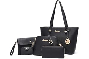 Soperwillton Handbags and Purses for Women Shoulder Tote Bags Top Handle Satchel Purse Set 5pcs