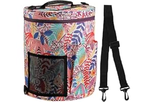 KOKNIT Durable Yarn Storage Tote, Yarn Organizer Crochet Bag with Knitting Accessories Pockets for Beginners and Craft Lovers, Slits on Top to Protect Wool and Prevent Tangling