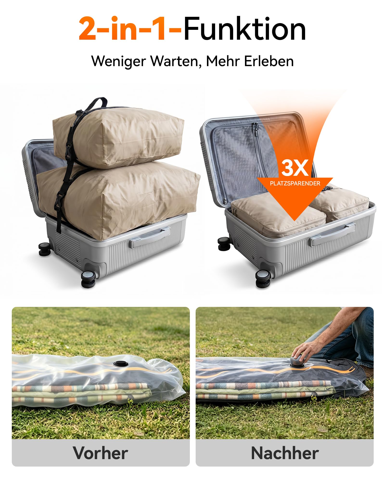 WOLFBOX MFmini Elektrische Luftpumpe, Mini USB Luftpumpe für Luftmatratze ohne Akku 32g Ultraleicht, 4,5KPA Tragbare Elektrische Pumpe 2 in 1 Aufblasen Absaugen mit 5 Düsen, Camping Schwimmring Pool 7