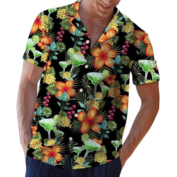 Camisas De Manga Corta Con Estampado Floral Para Hombre | Meses Sin Interés