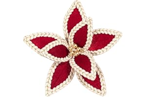 KI Store Velvet Poinsettia Flower Picks 6pcs Burgundy Christmas Floral Picks 12-Inch for Christmas Tree Wreath Garland Decorations