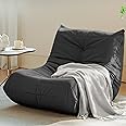 Gazecaia Bean Bag Chair for Adults, Modern Suede Fabric Fireside Chair, Premium Microfiber Sofa Couch, Corner Floor Lazy Chairs Sofa for Living Room/Bedroom/Salon/Office, Single, Dark Gray