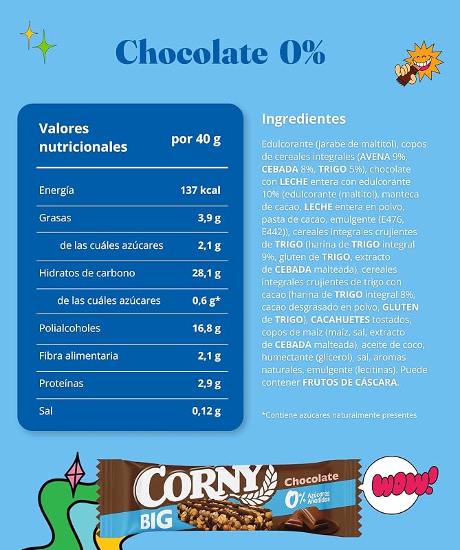 Big Barritas Sin Azúcares Añadidos Sabor Chocolate, 40 g