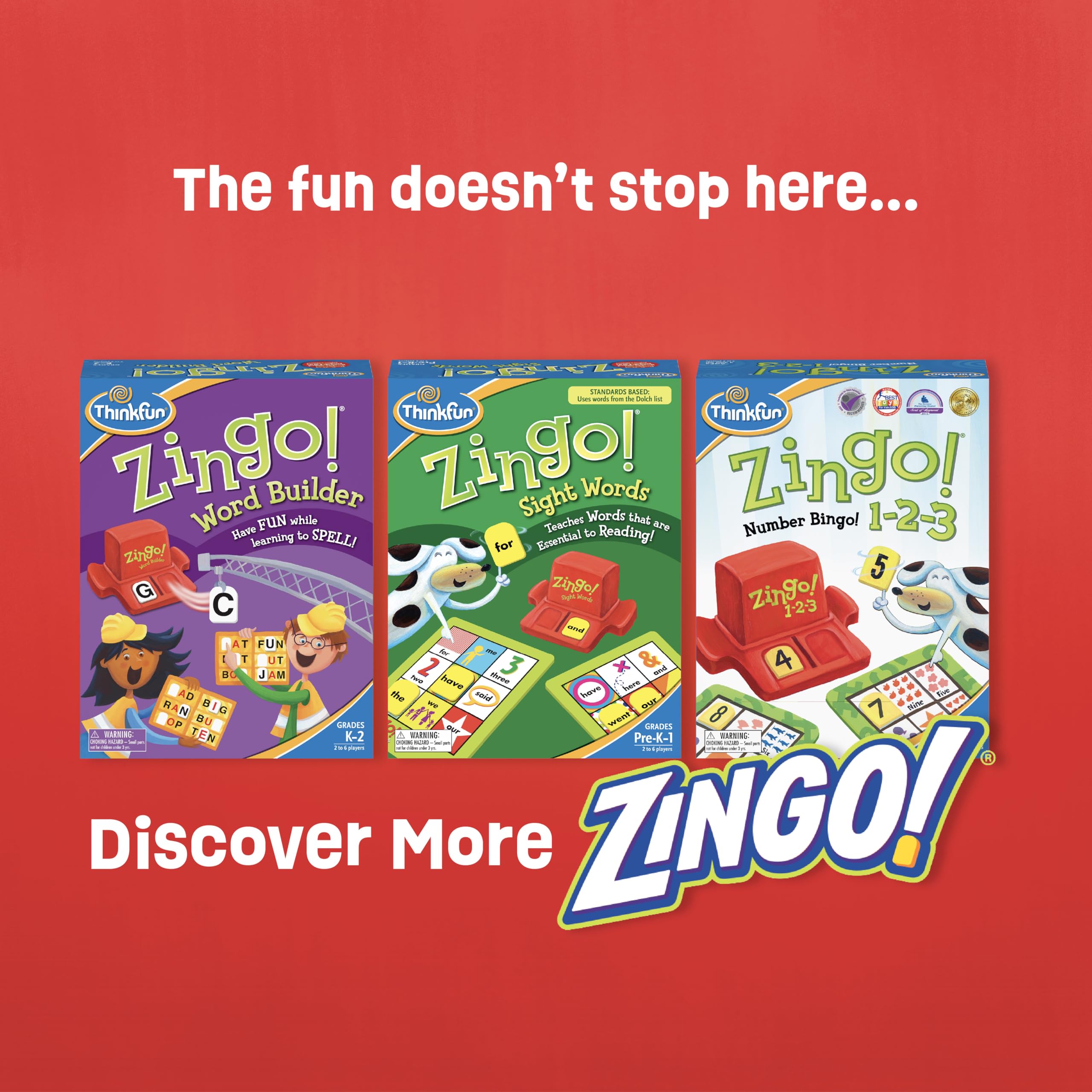 ThinkFun Zingo Bingo Award Winning Preschool Game for Pre-Readers and Early Readers Age 4 and Up - One of the Most Popular Board Games for Boys and Girls and their Parents (97700)