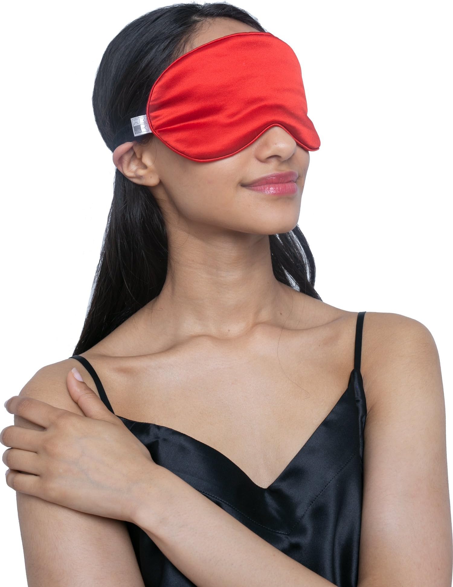 MYK Silk Sleeping Eyemask, Filled with Pure Mulberry Silk, Napping Blindfold, for Sleeping, Travel Eye Mask, with Adjustable Strap for Comfort, Red