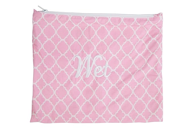 Caught Ya Lookin Wet Bag, Pink Quatrefoil/Pink/White, One Size