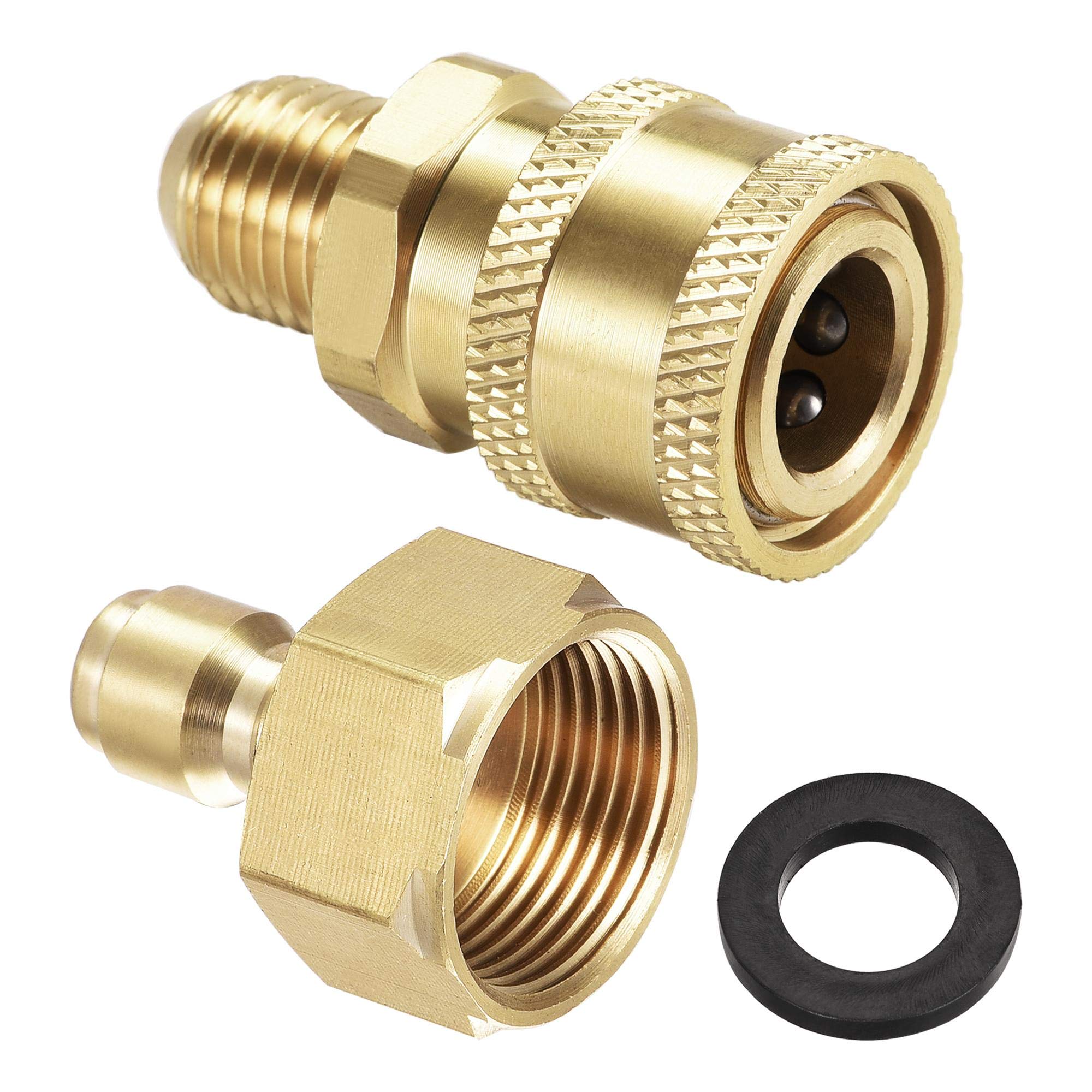 sourcing map Garden Hose Brass Quick Connect Set Fittings M14x1.5 Male & M22x1.5 Female Thread Water Hose Connectors Pressure Washer Adapter Quick Disconnect Kit