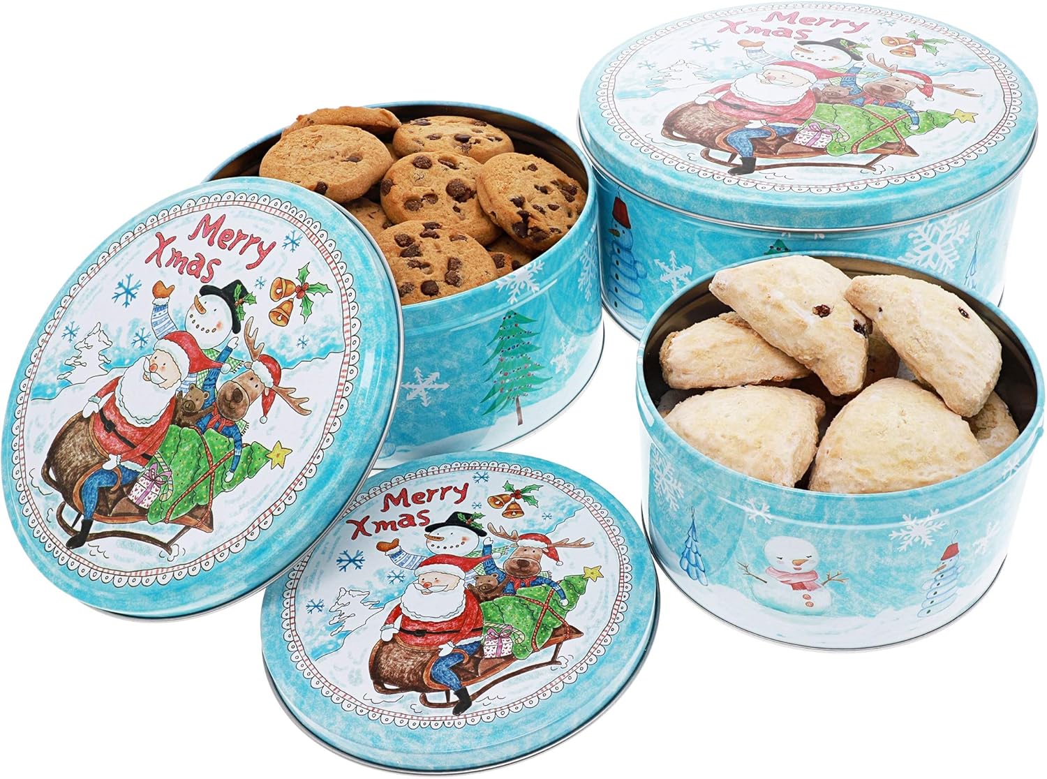 Christmas Nested Tins with Lids, Holiday Decor Containers