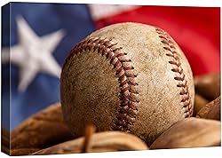 wall26 Canvas Print Wall Art Baseball with Mitt on