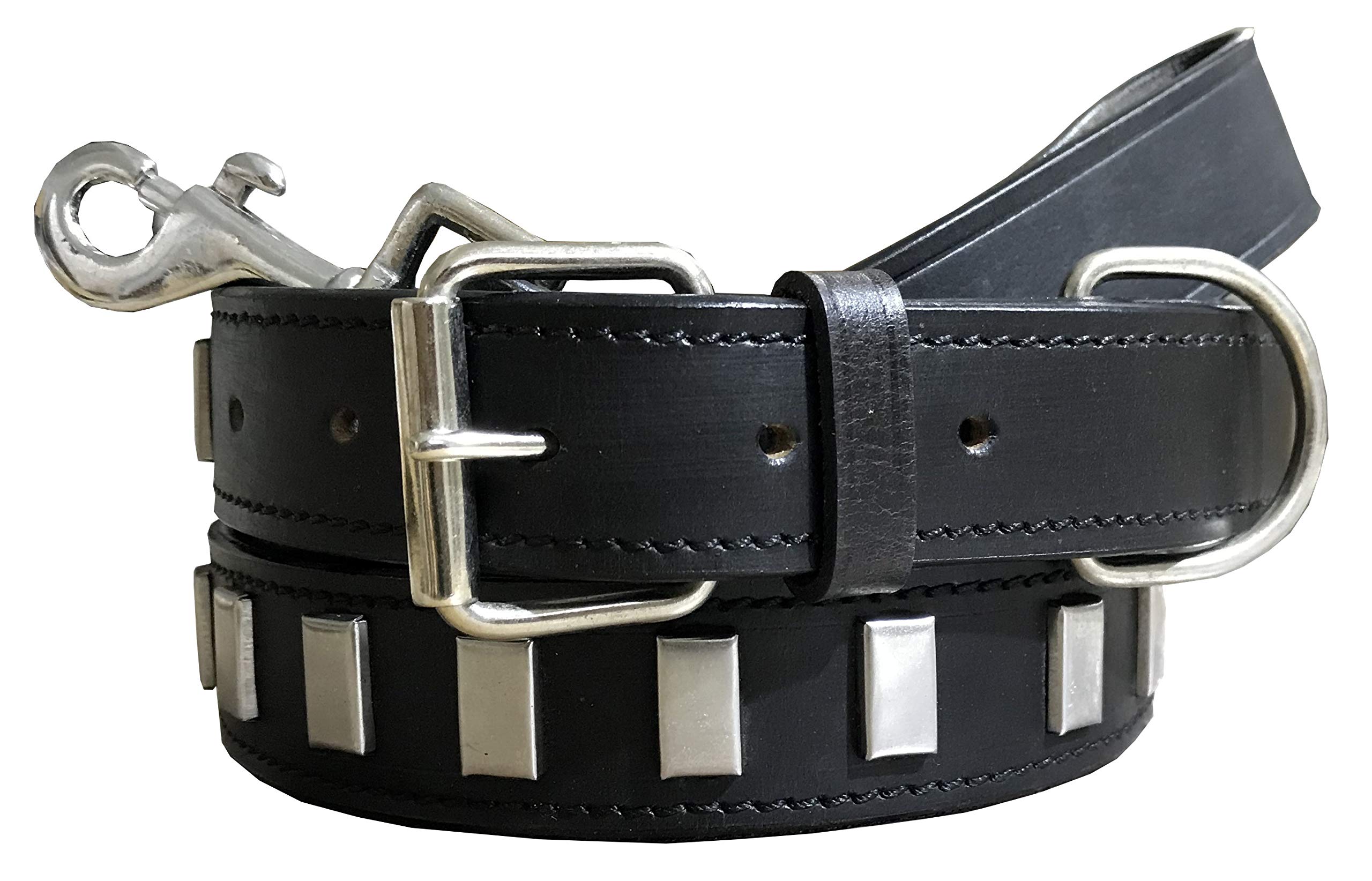 BRADLEY CROMPTON Genuine Leather Matching Pair Dog Collar and Lead Set M