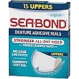 Sea Bond Secure Denture Adhesive Seals, Original Uppers, Zinc-Free, All-Day Hold, Mess-Free, 15 Count