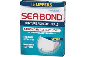 Sea Bond Secure Denture Adhesive Seals, Original Uppers, Zinc-Free, All-Day Hold, Mess-Free, 15 Count