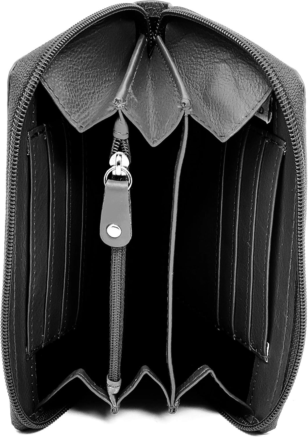 STARHIDE Women RFID Blocking Real Leather Full Zip Around Purse 5520 (Black), 17cm x 11cm x 3.5cm - Image 5