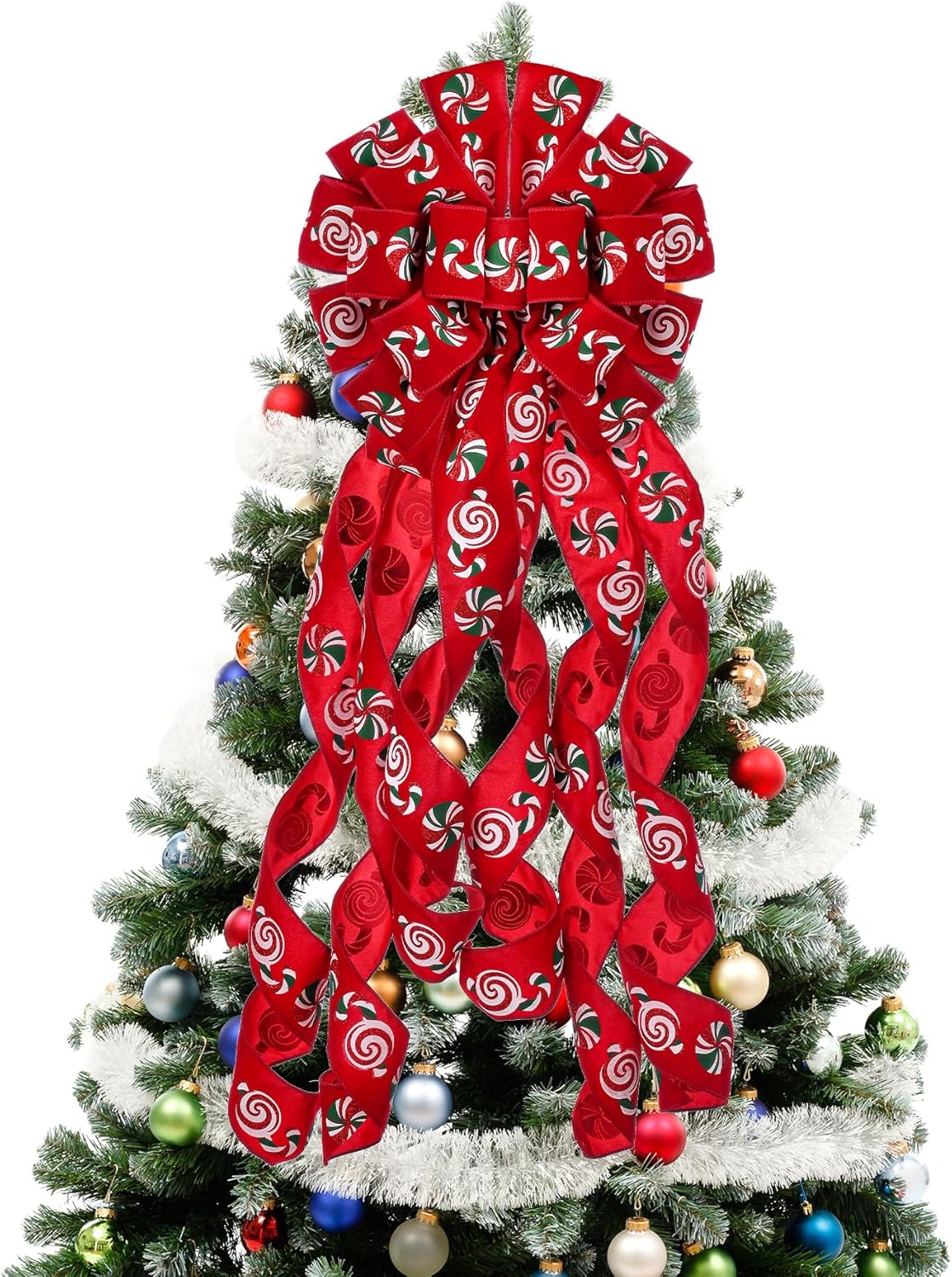 Tree Toppers - Christmas Tree Topper Christmas Wreath Bow 45