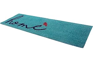 Fab Habitat Non Slip Doormat - Durable, Thin - Natural Coir & Rubber - Entryway, Double Door, Porch, Patio - A Bird Perched on Home Aqua (18" x 60" Non-Slip)