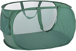 MOOMASS Popup Laundry Basket，collapsible Mesh Laundry Hamper，Folding Pop-Up Laundry Basket .Applicable for College dorm roomLaundry Room or Travel Etc.(Green)…………