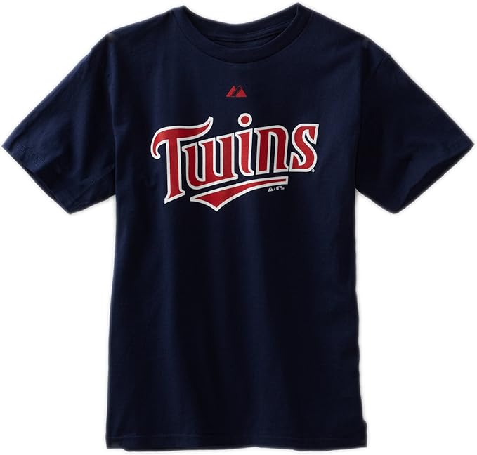Majestic MLB Boys' Minnesota Twins Official Wordmark Short Sleeve Basic Tee (Athletic Navy