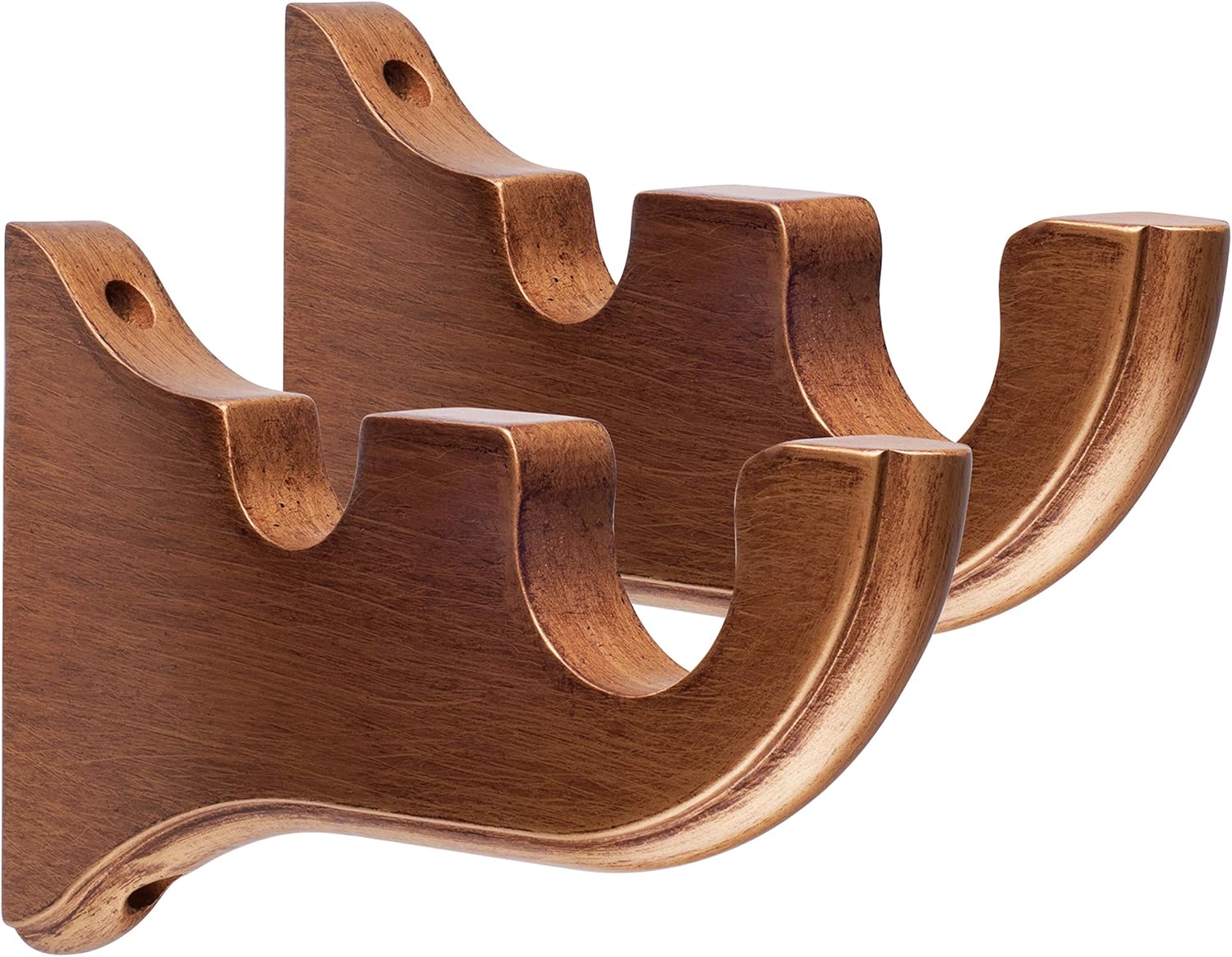 Drapery Curtain Wood Large Double Bracket for 2" Rod Gold