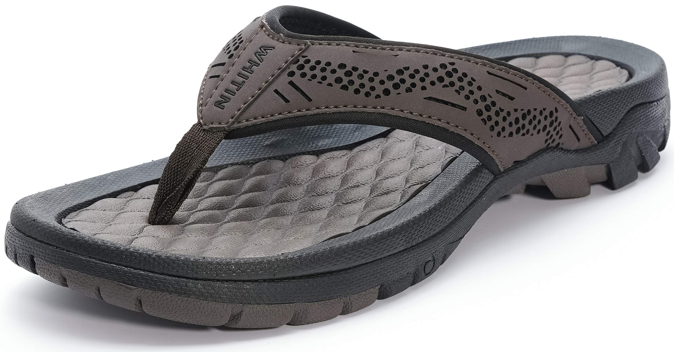 Photo 1 of WHITIN Men's Outdoor Waterproof Flip Flops Thong Sandals with Arch Support Size 11 Slip Resistant Hiking Sandles for Male Sport Beach Brown 45
