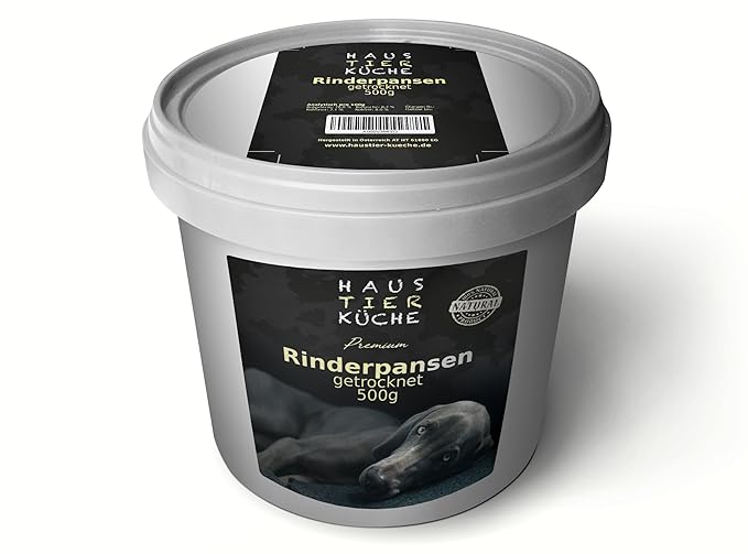 Haustier-Küche® Premium getrockneter Rinderpansen für Hunde | Natur Kauspezialität in Anti-Geruchs Eimer + Kräuterfibel für H
