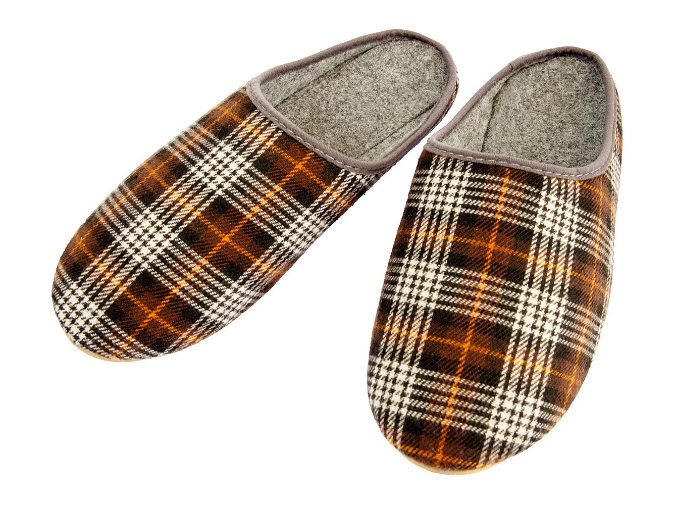 Filzpantoffeln Hausschuhe aus Filz mit Gummisohle Filzlatschen Soft für Herren Gitter Braun Dunkelblau Grau Apreggio (45, Braun)