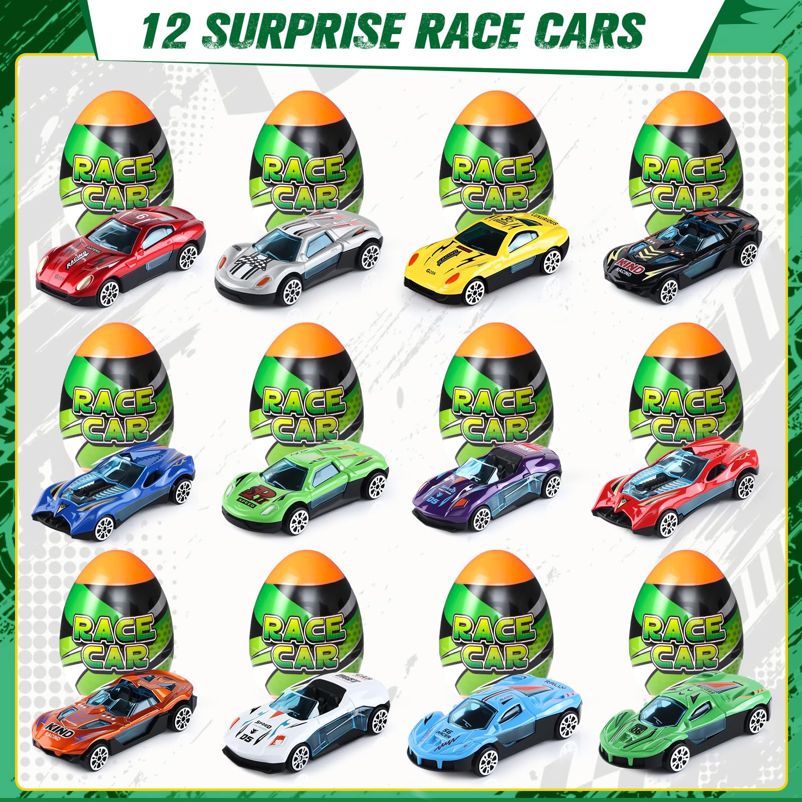 Auto Spielzeug Set Überraschungsei Spielzeugautos Druckgussautos 12 Stück Kleine Spielzeugauto Blindboxen Cars Spielzeug Autos Fahrzeuge Ostern Geburtstag Geschenk für Kinder ab 3 4 5 6 7 8 Jahre 4