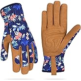 Womens Gardening Weeding Working Gloves, Leather Garden Glove for Women Thorn Proof No Stab for Digging, Planting,Pruning