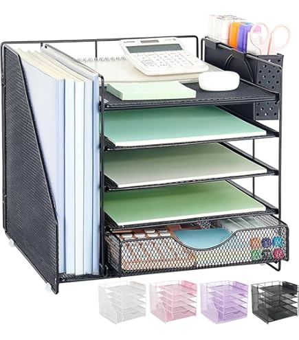 Comix Soporte Elevador Para Monitor De Malla Metálica Con 2 Cajones Con Tablero De Alta Calidad Organizador De Escritorio Para Computadora
