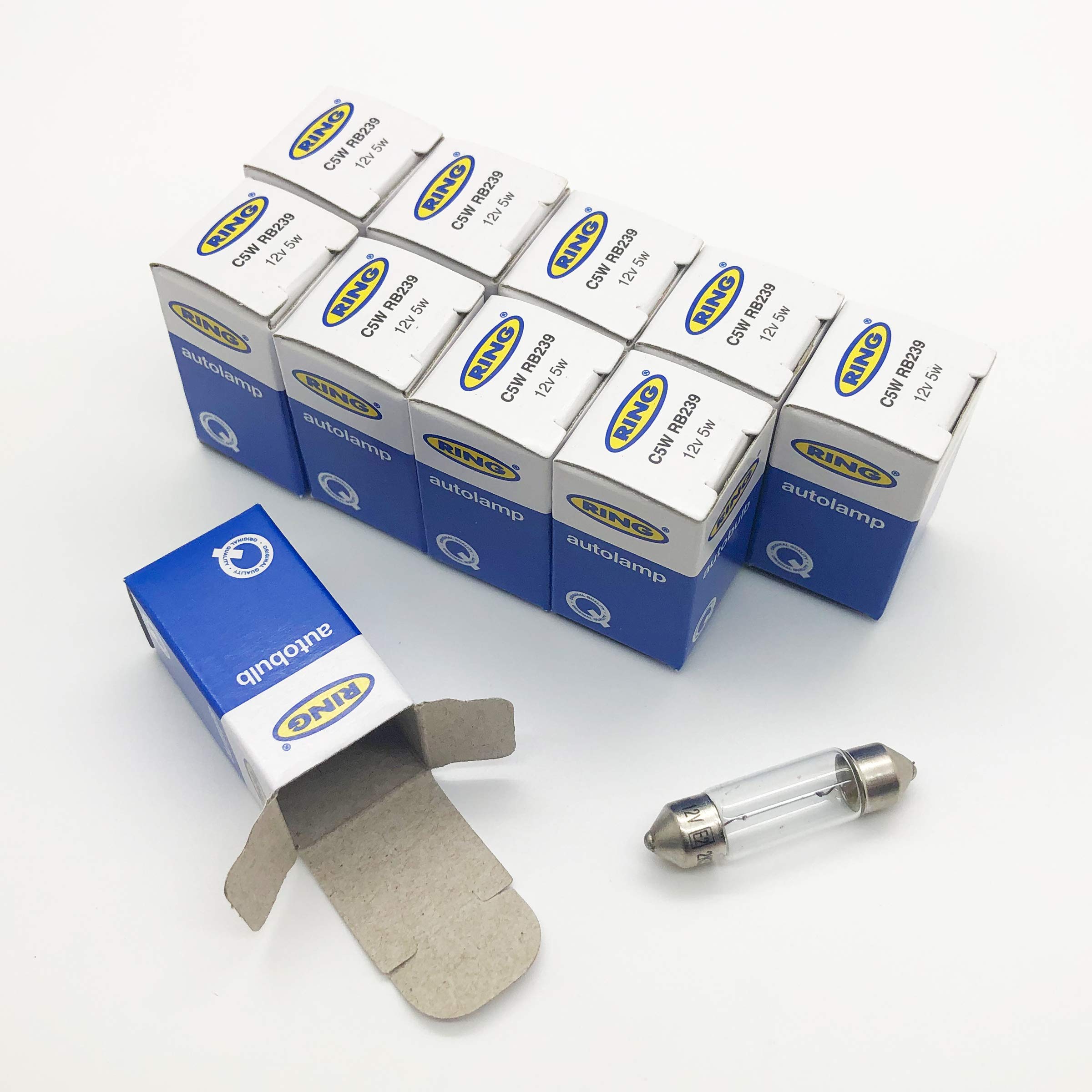 10 x Ring R239 C5W Festoon Car Number Plate Interior Light Bulb 239 12v 5w 11x38mm