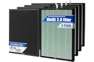 4-Pack SPA-550A Set Replacement for RabbitAir BioGS 2.0 Filter Replacement Kit - Compatible with Rabbit Air BioGS 2.0 HEPA Fi