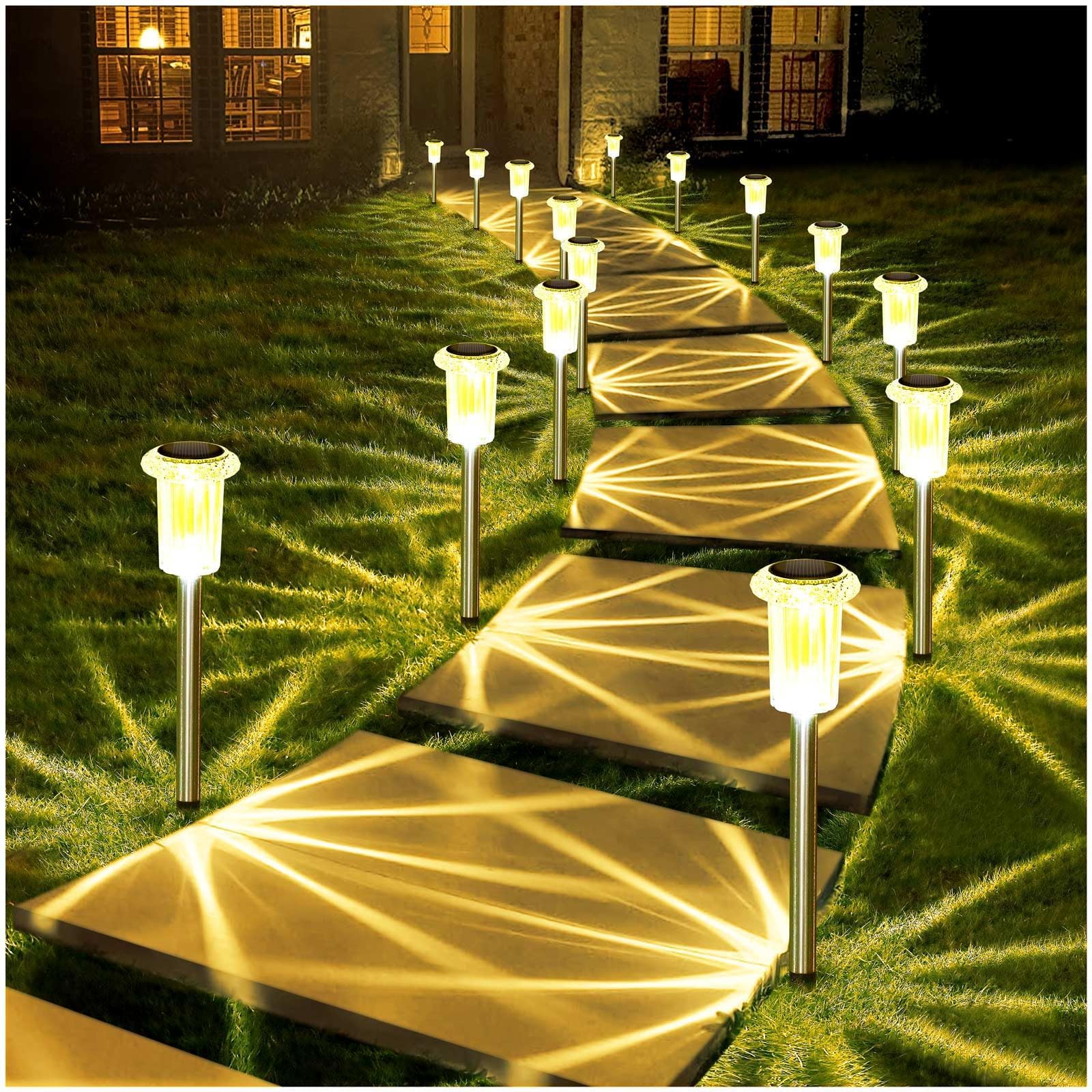 Photo 1 of DenicMic Solar Lights Outdoor, 10 Pack Waterproof LED Stainless Steel Pathway Lights for Yard, Garden, Driveway Decor (Warm White)