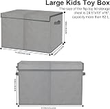 VERONLY Large Foldable Toy Box Chest with Lid 24.5x13x16 Linen Grey view 5