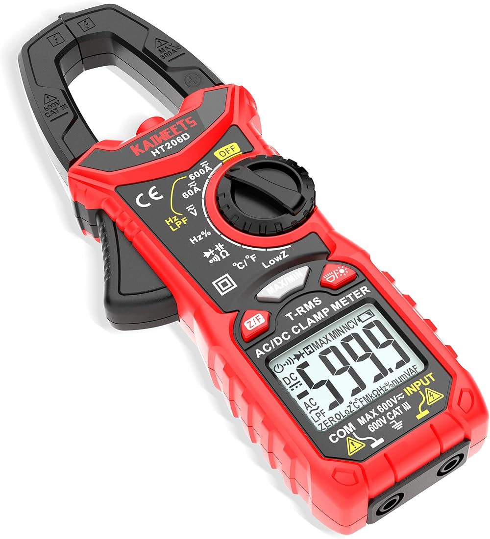 KAIWEETS HT206D Clamp Meter 6000 Counts True RMS 600A AC/DC 600V
