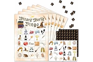 HEZNZXQ Wizard World Bingo Party Game Cards, Magical School Themed Birthday Bingo Games, Halloween Party Favors Decorations, 24 Players for Adult Party Supplies -06