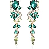 VANGETIMI Fashion Rhinestone Statement Drop Dangle Earrings Long Colorful Crystal Bridal Wedding Teardrop Chandelier Earrings for Women Prom Pageant