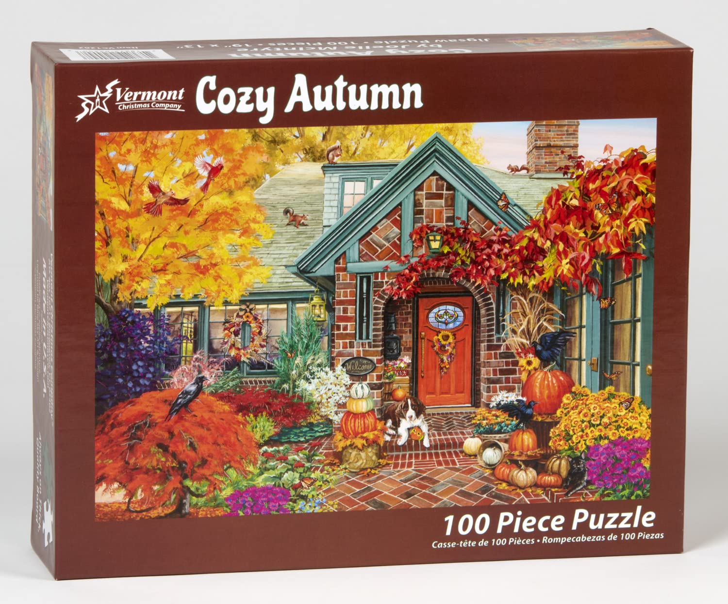Vermont Christmas Company Cozy Autumn Jigsaw Puzzle 100 Piece, Large Pieces Perfect for Kids and Seniors